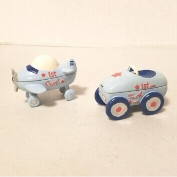 Clearance 50%off wbundle Baby Boy First Tooth Curl Keepsake Set Race Car plane - Picture 1 of 9